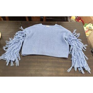 Women’s &merci Blue Fringe Sweater Size Large
